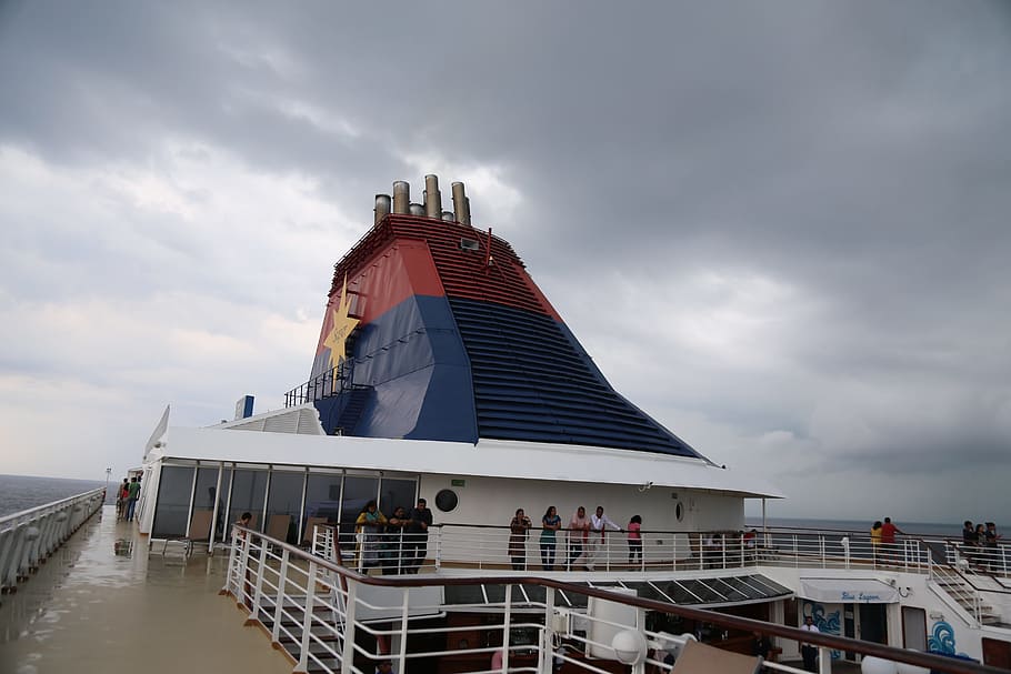 ship, deck, cruise, vacation, holiday, nautical vessel, sky HD wallpaper