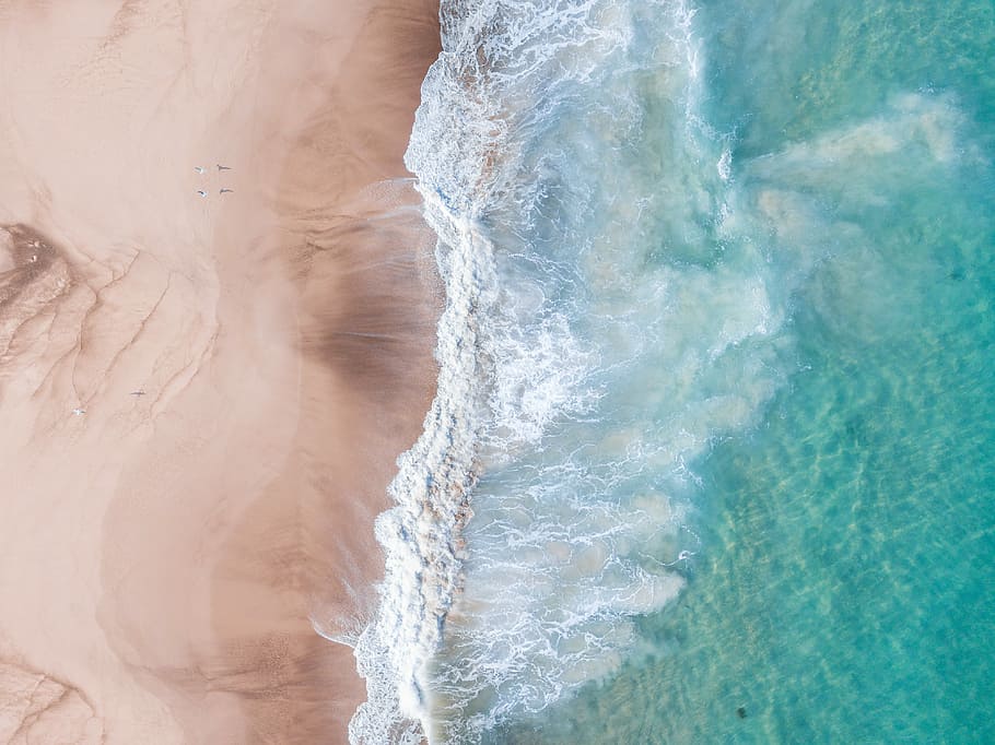 aerial photography of seashore, beach, wave, tide, coast, dji mavic HD wallpaper