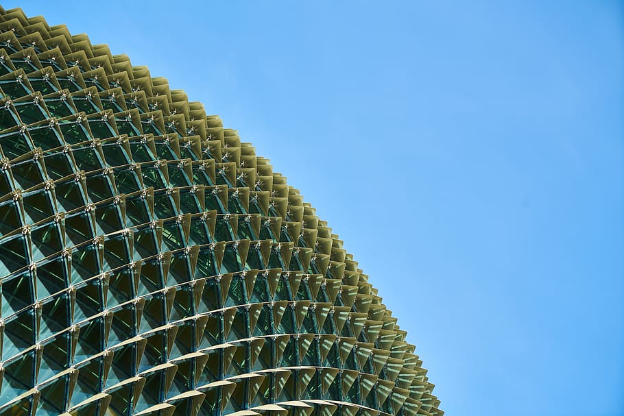 abstract, blue, green, architecture, building, singapore, asian HD wallpaper