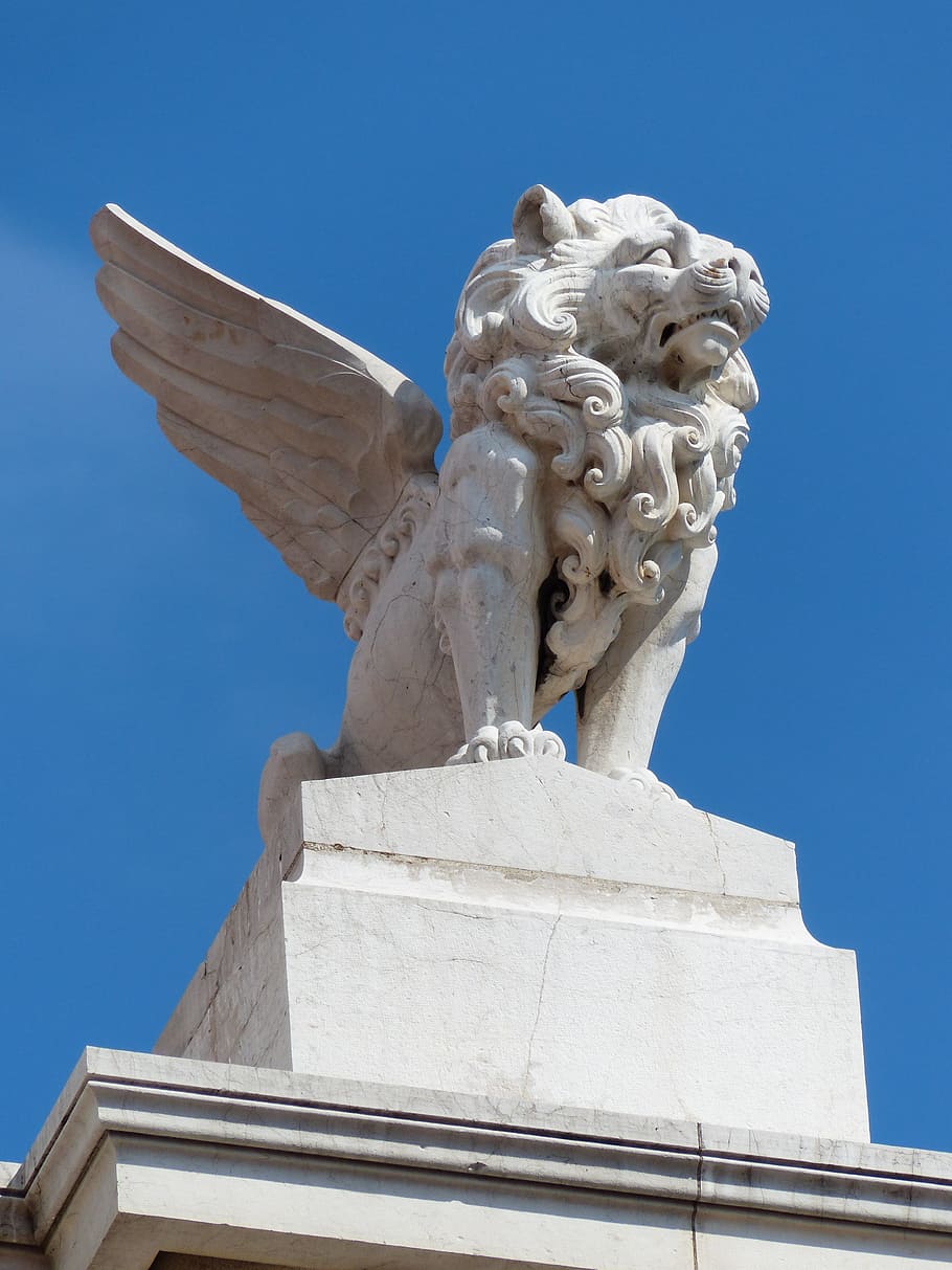 HD wallpaper: statue, lion, venice, bronze statue, winged lion, animal ...