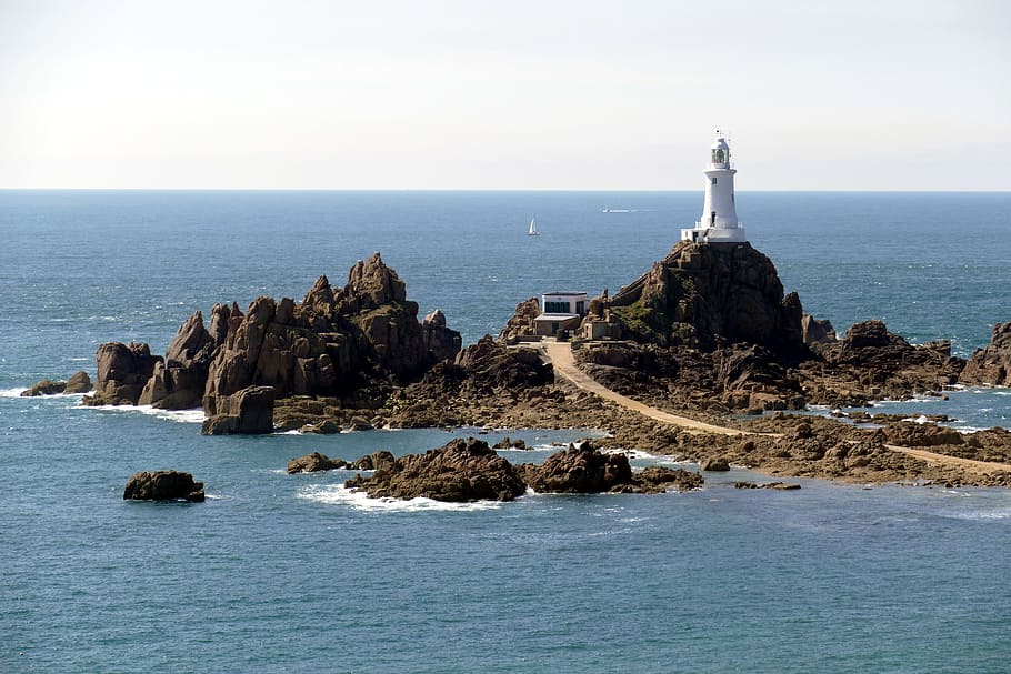 landscape photo of lighthouse on cliff, tower, coast, beacon HD wallpaper