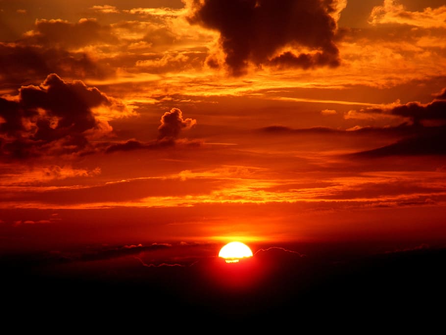 sunset photograph, sky, cloud, twilight, red, cloud - sky, orange color HD wallpaper