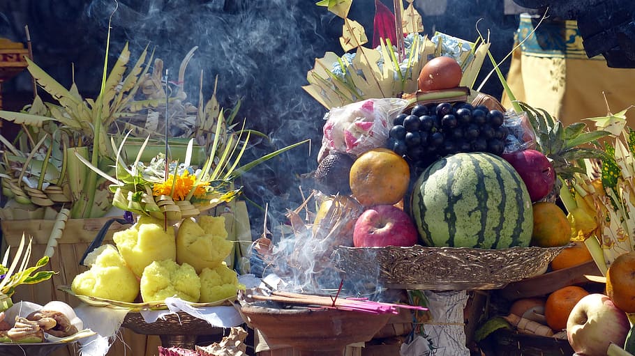 fruit, offering, god, bali, sacred, indonesia, temple, prayer HD wallpaper