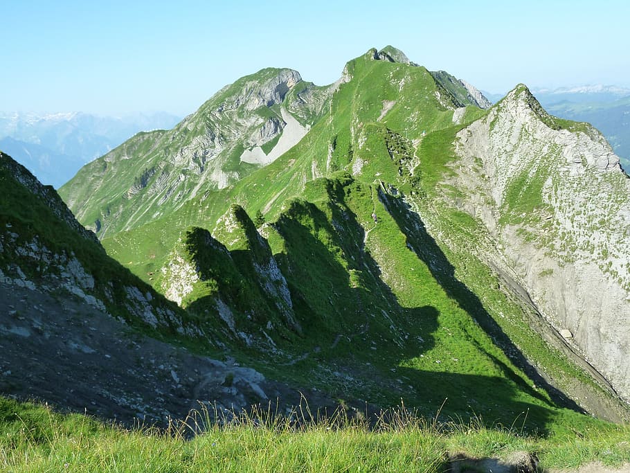brienz red horn ridge, bergtour, alpine, summer, hiking, mountain, HD wallpaper