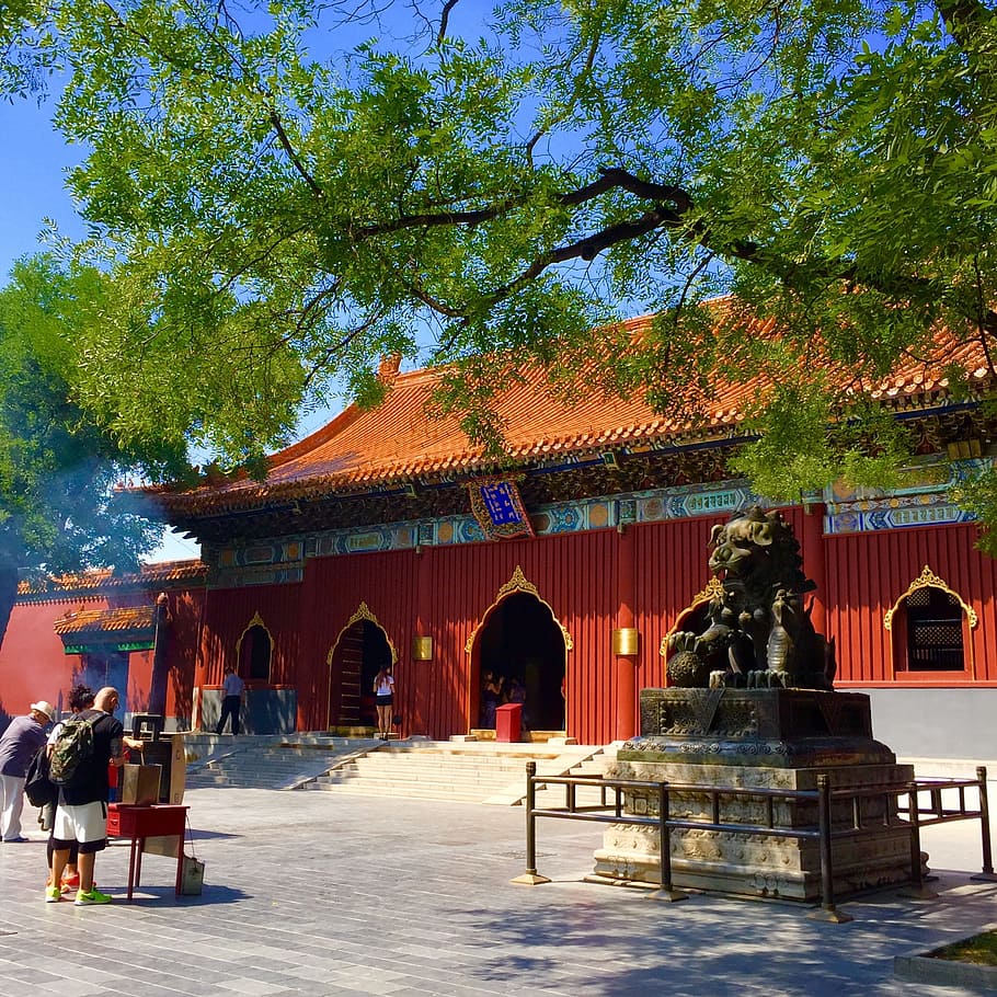 beijing, lama temple, classical, burning incense, ancient architecture HD wallpaper