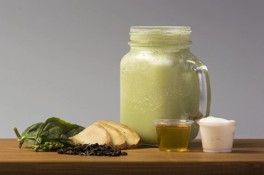 vegetable shake mason jar on table, Smoothie, Blue, Oolong HD wallpaper