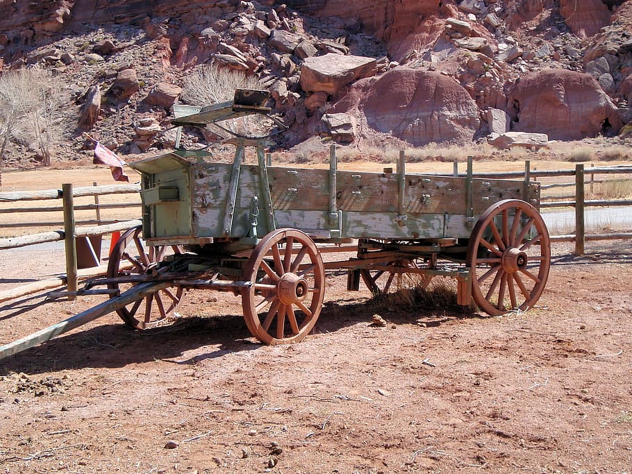 Car, Old, Western, Wild West, Cart, neglected, horse Cart, old-fashioned, HD wallpaper