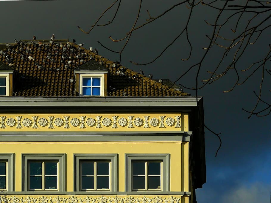 home, building, window, facade, architecture, clouds, thunderstorm HD wallpaper