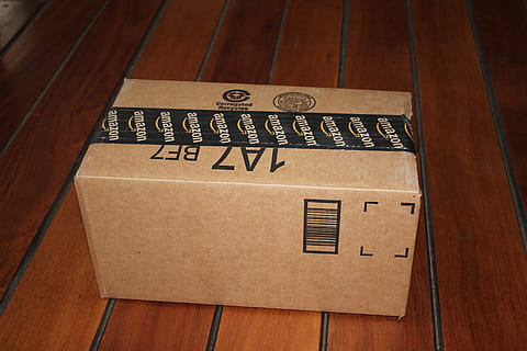 brown and black 1A7 box, package delivery, amazon, mail, shipping HD wallpaper