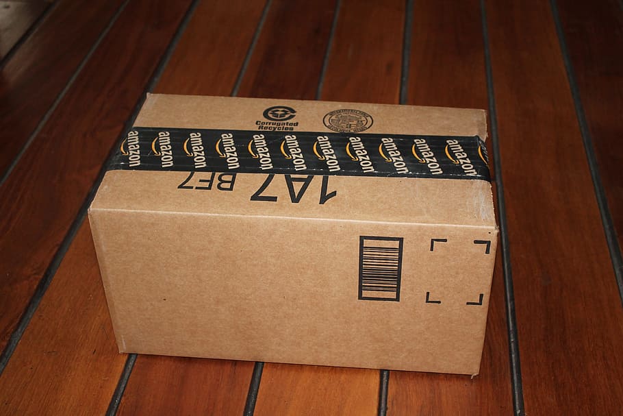 brown and black 1A7 box, package delivery, amazon, mail, shipping HD wallpaper