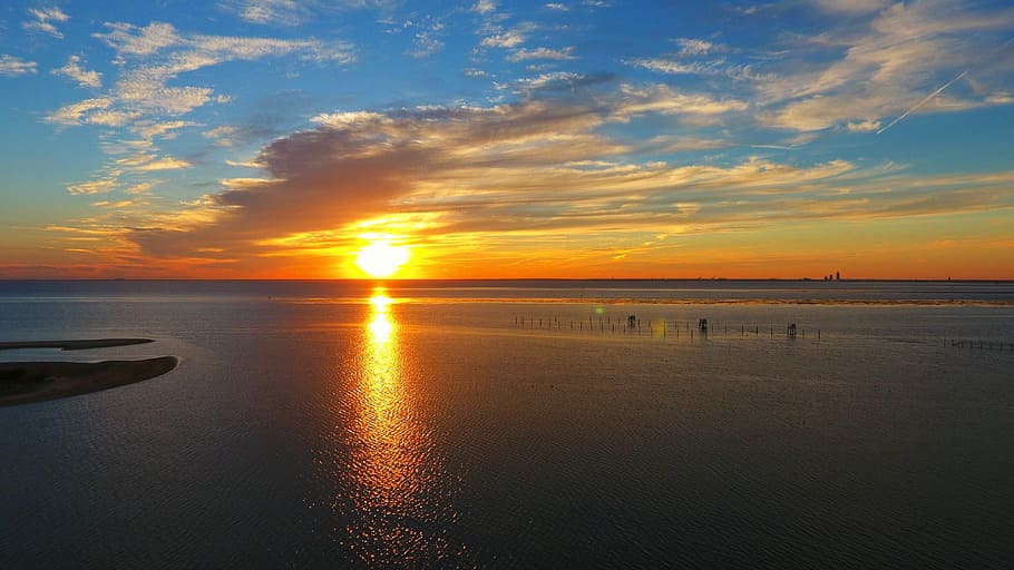 Sunset, Scenic, Sky, summer, blue, outdoor, landscape, bright HD wallpaper