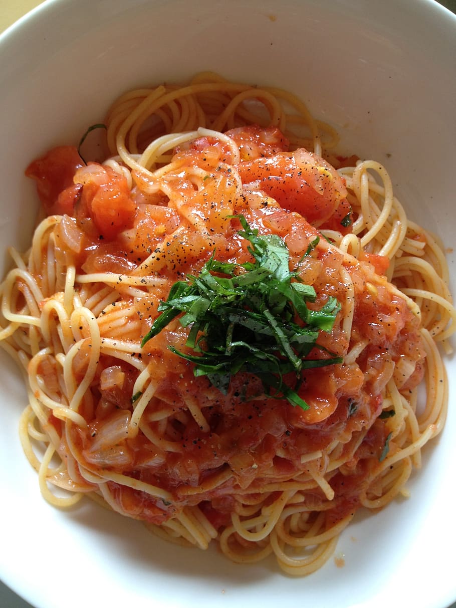pasta, tomato, red sauce, vegetarian, naples source, food, italian, HD wallpaper