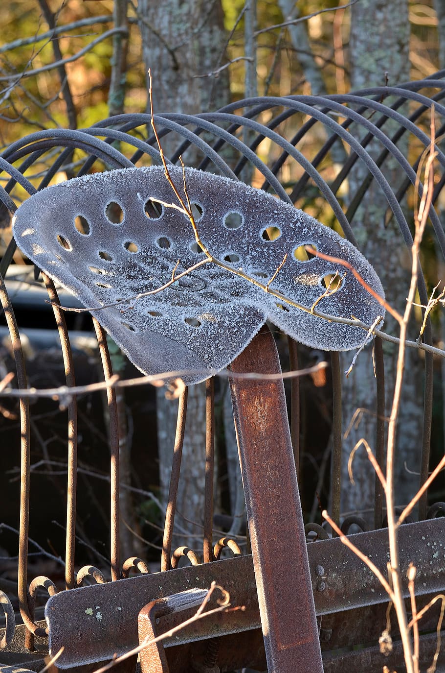 rake, seat, rusty, focus on foreground, nature, close-up, no people HD wallpaper