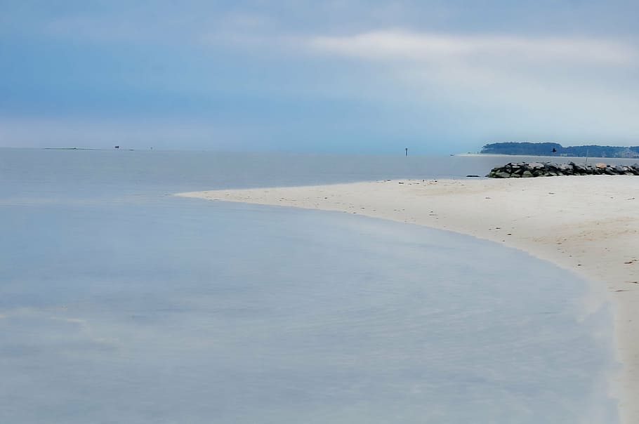 beach, sand, ocean, sea, water, sky, clouds, nature, outside HD wallpaper