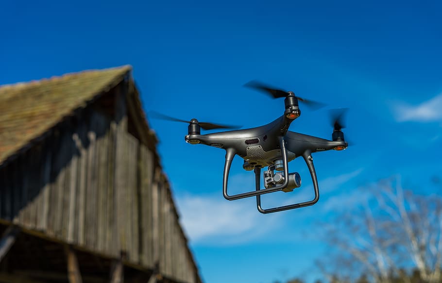 drone, uav, quadrocopter, hobby, sky, illuminated, aircraft, HD wallpaper