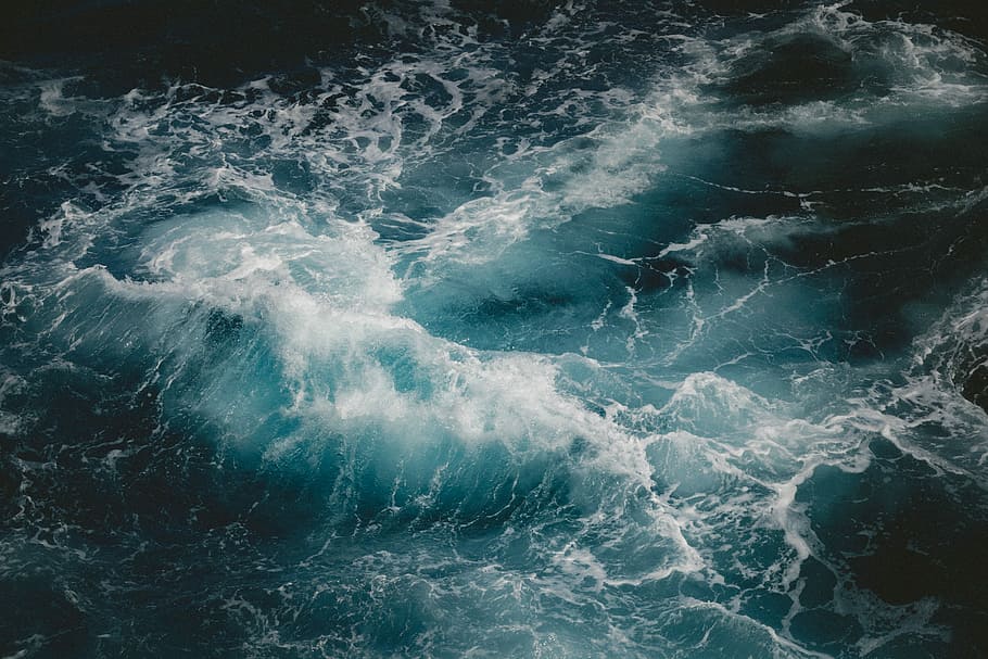 raging water, close-up photo of sea waves, ocean, surf, splash, HD wallpaper