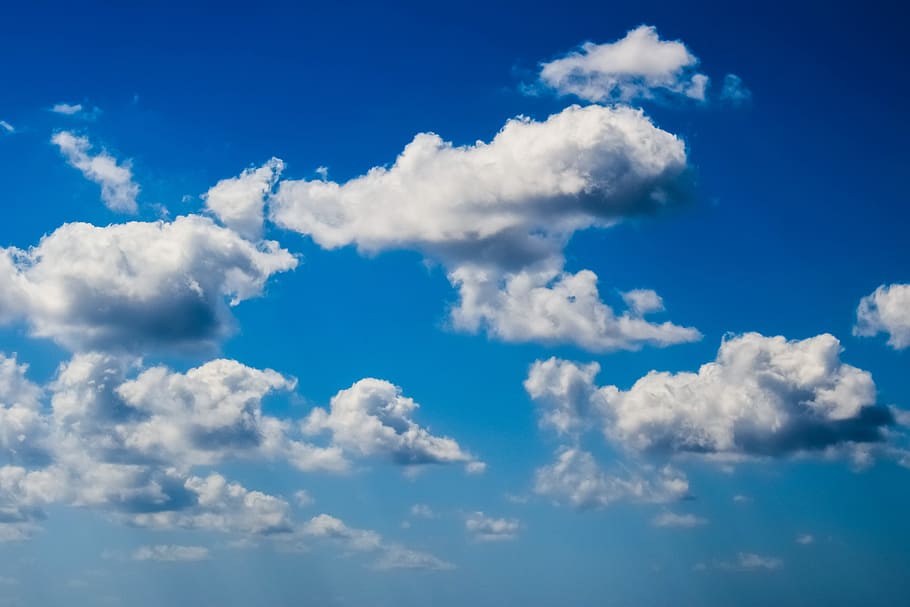 white clouds photography, sky, blue sky clouds, morning, autumn HD wallpaper