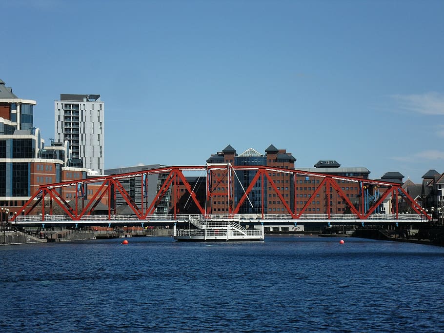 Salford Quays, Bridge, Dockland, manchester docks, port, bridge - Man Made Structure, HD wallpaper