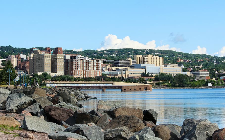 Duluth Minnesota, Waterfront, lake superior, architecture, skyline, HD wallpaper