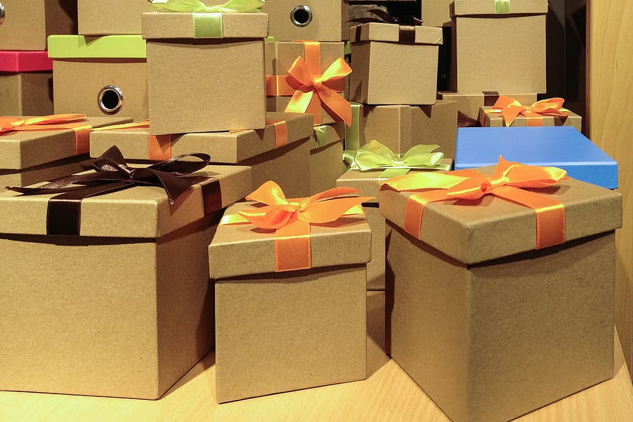 Christmas Gift, Packed, gift packaging, cardboard box, indoors HD wallpaper