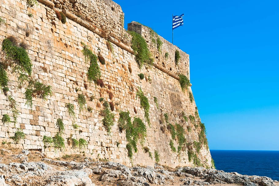 Crete, Rethymno, Sea, Fortress, Color, monuments, architecture, HD wallpaper