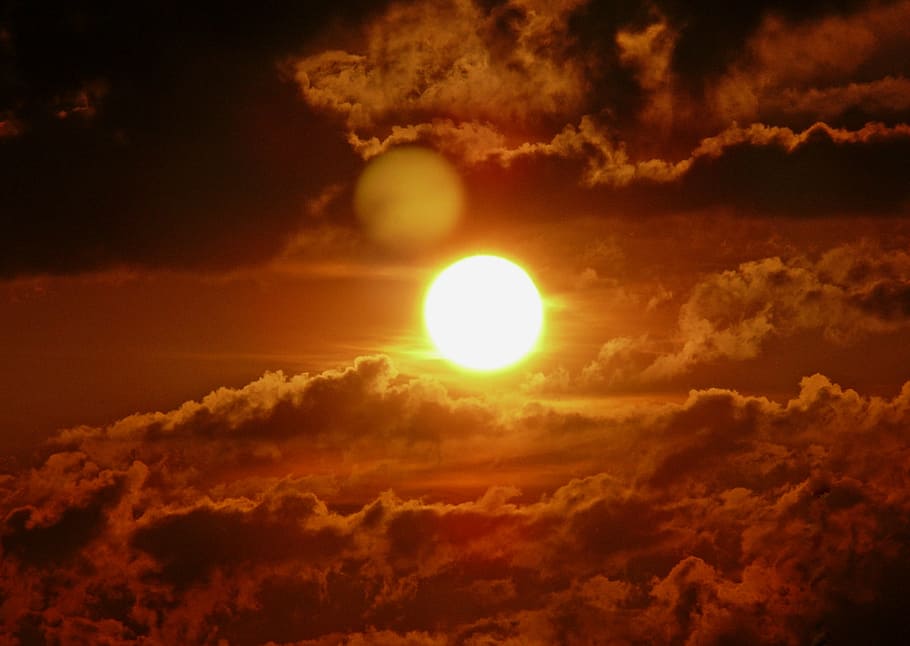 sunset, dusk, abendstimmung, evening, sky, evening sky, clouds HD wallpaper