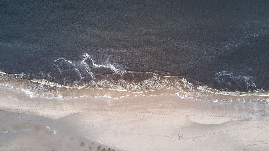 ocean waves aerial photography, aerial photograph of sea, shore HD wallpaper