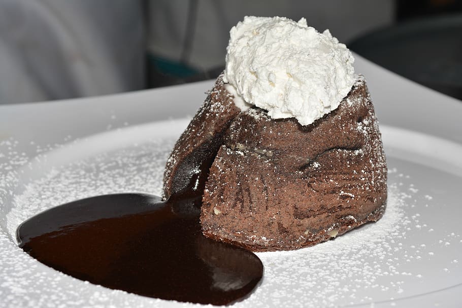 molten, lava, dessert, food, food and drink, sweet food, indulgence HD wallpaper