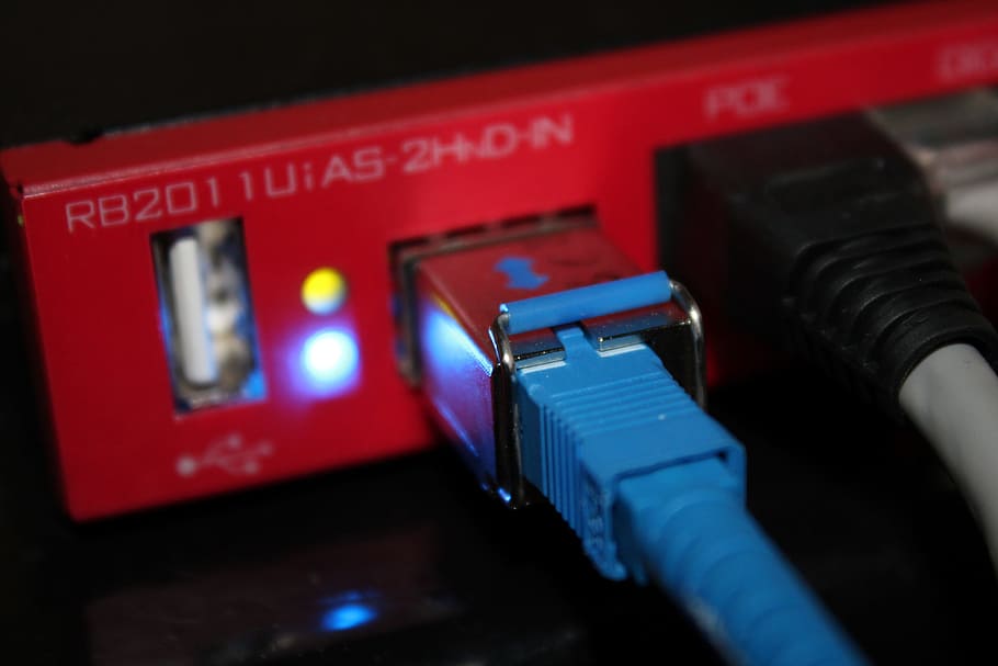 HD wallpaper: red Ethernet hub, lan, hotel, computer, router ...