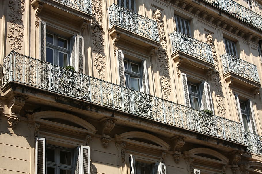 montpellier, building facade, balcony, architecture, building exterior HD wallpaper