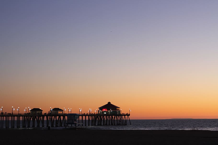nature, sunset, beach, ocean, sea, vacation, restaurant, floating HD wallpaper