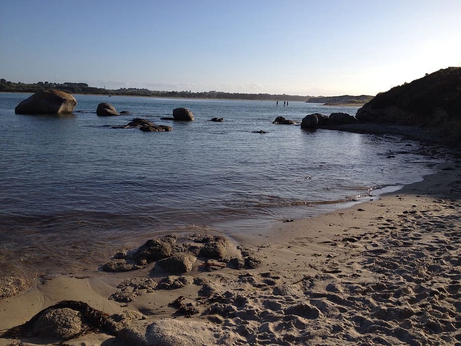 Beach, Brittany, Cove Bay, paddel, kernic cove bay, sea, rock HD wallpaper
