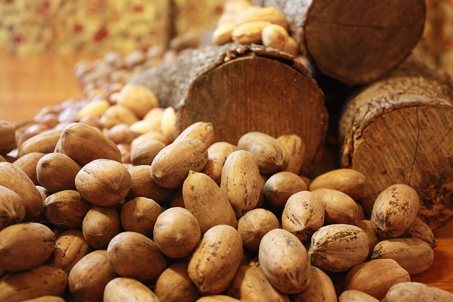 Pecans, Nuts, Food, food and drink, close-up, stack, healthy eating HD wallpaper