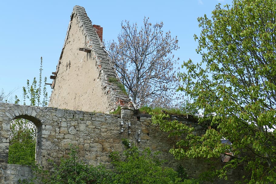 roof ridge, ruin, westerburg, huy, castle park, moated castle, HD wallpaper