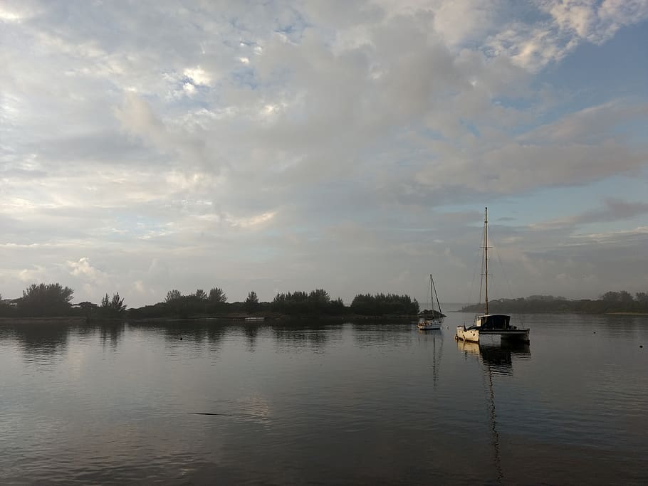 water, reflection, lake, dawn, river, cloud - sky, nautical vessel HD wallpaper
