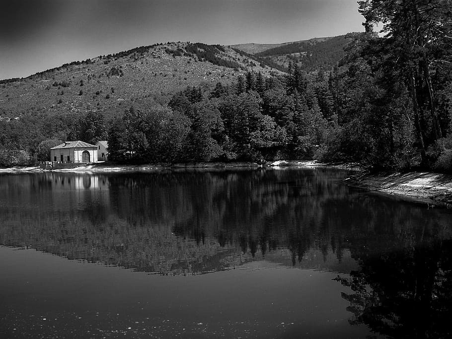 segovia, spain, mountains, forest, trees, woods, lake, water HD wallpaper