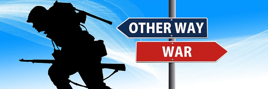 other way and war road sign illustration, directory, soldier, HD wallpaper