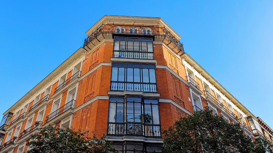 spain, madrid, building, architecture, facade, europe, building Exterior HD wallpaper