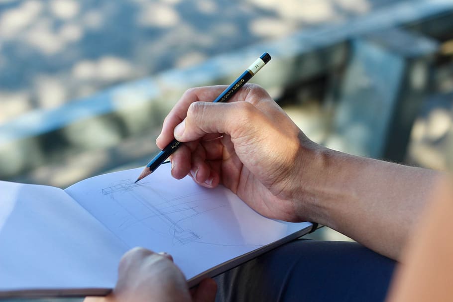 Swift Hands, person writing on white open book, art, sketch, drawing HD wallpaper