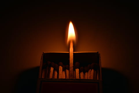 matchstick lighted inside matchbox, flames, unique, being different HD wallpaper