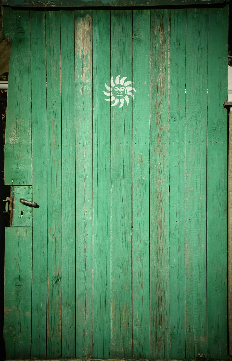 Door, Input, Goal, Old, green, old door, wood, green door, garden door HD wallpaper