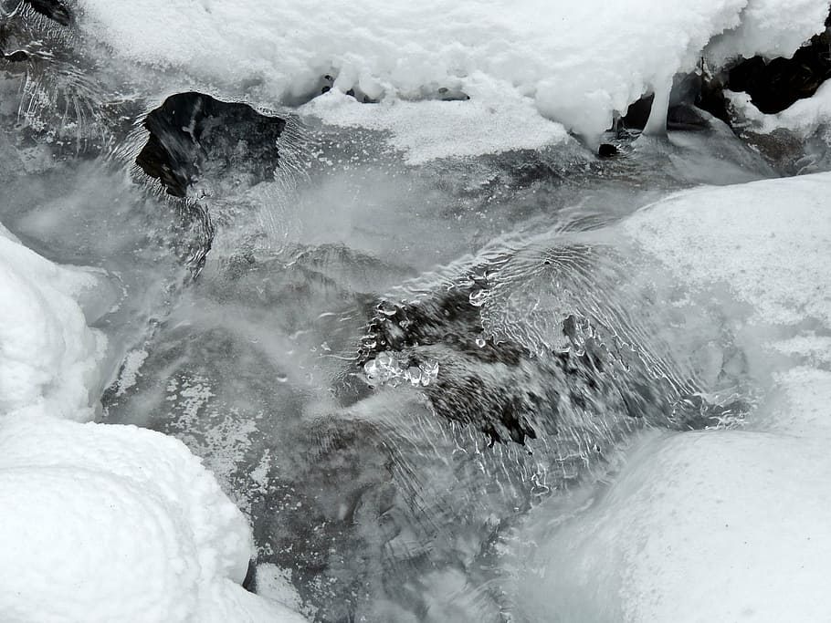 water, winter, ice, cold, frozen, snow, cold temperature, motion HD wallpaper
