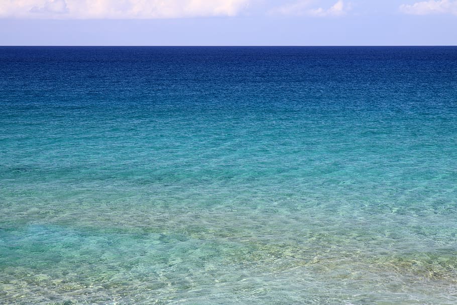 blue ocean during daytime, horizon, aqua, background, liquid HD wallpaper