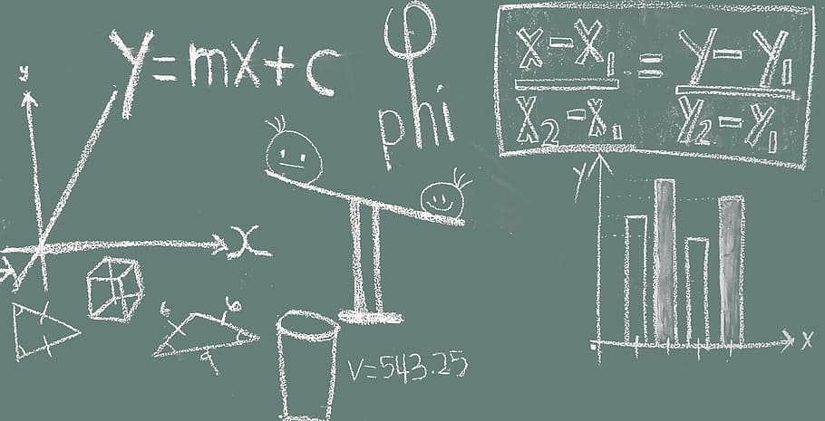 mathematical equations, blackboard, education, classroom, chalkboard, HD wallpaper