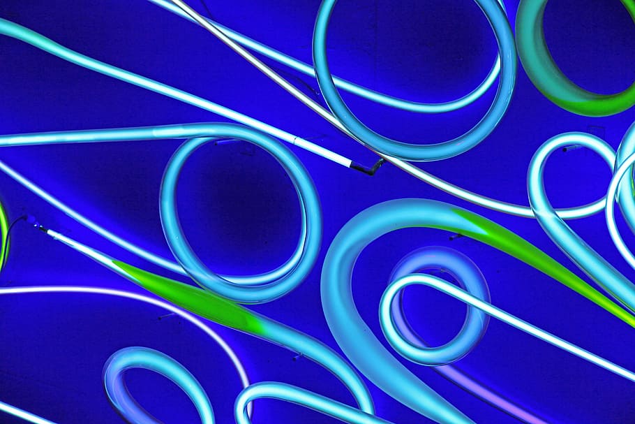 neon, blue, staples, lights, spiral, green, flash, field, sign HD wallpaper