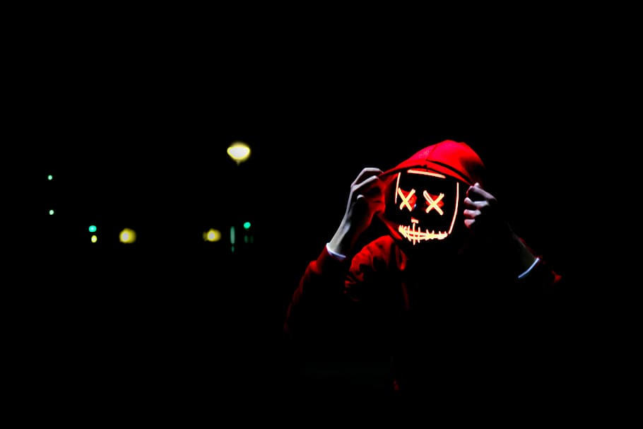 HD wallpaper: person wearing hoodie and neon mask, person wearing red hoodie  | Wallpaper Flare
