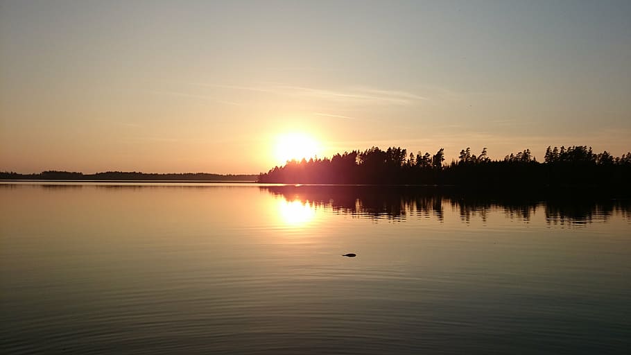 sunset, horizon, summer, himmel, landscapes, nature, mirroring HD wallpaper