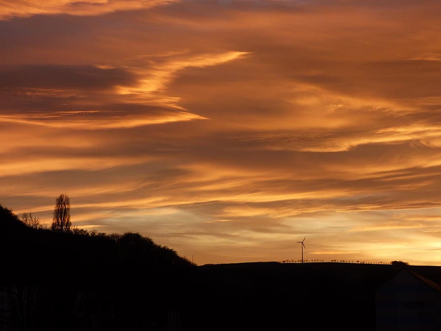 sunset, sky, abendstimmung, cloud - sky, silhouette, scenics - nature HD wallpaper