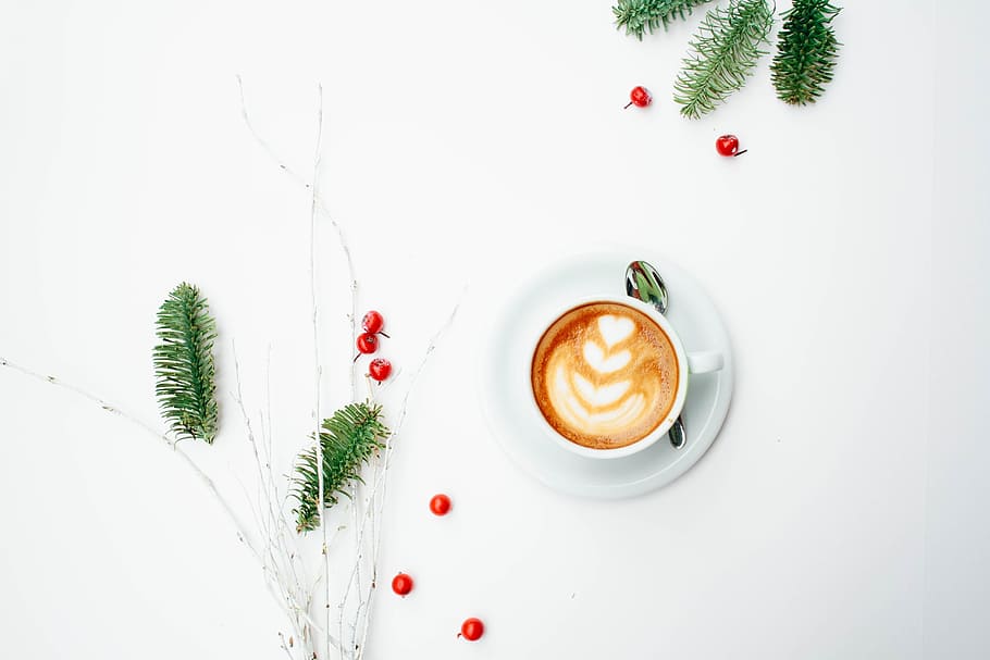 white ceramic coffee mug with latte art, white coffee cup, Morning Coffee HD wallpaper