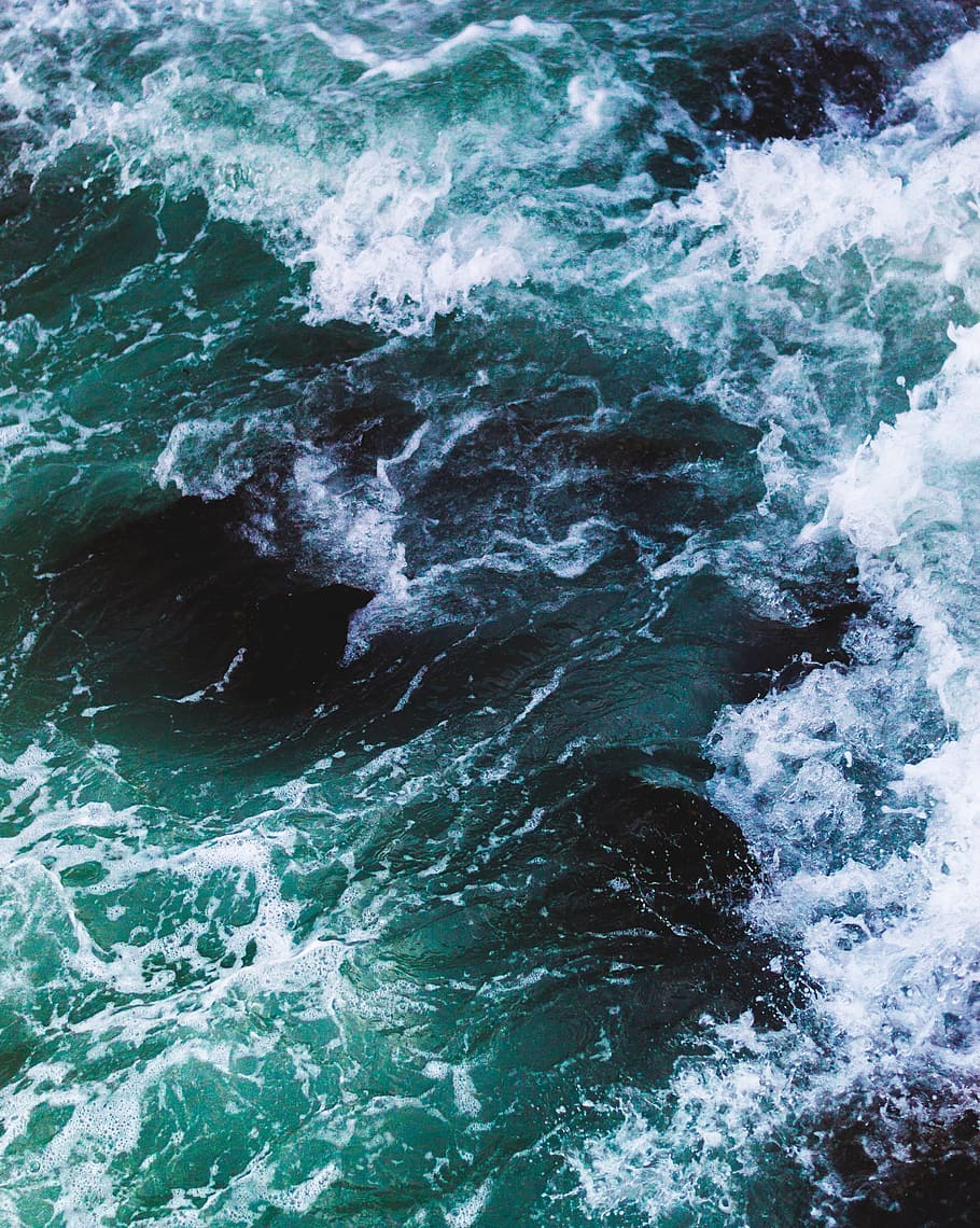 emerald green water splash photo, seascape, ocean waves, nature, HD wallpaper